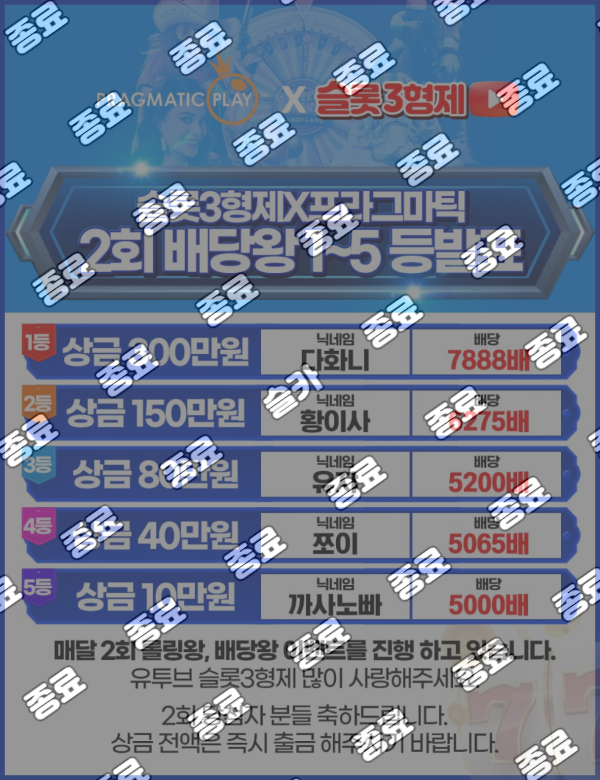 제2회 배당왕 결과 발표 제2회 배당왕 결과 발표