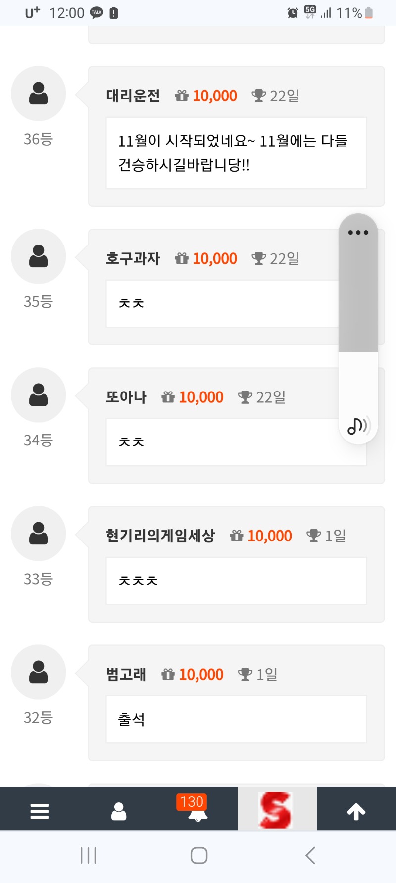 출석만근신청