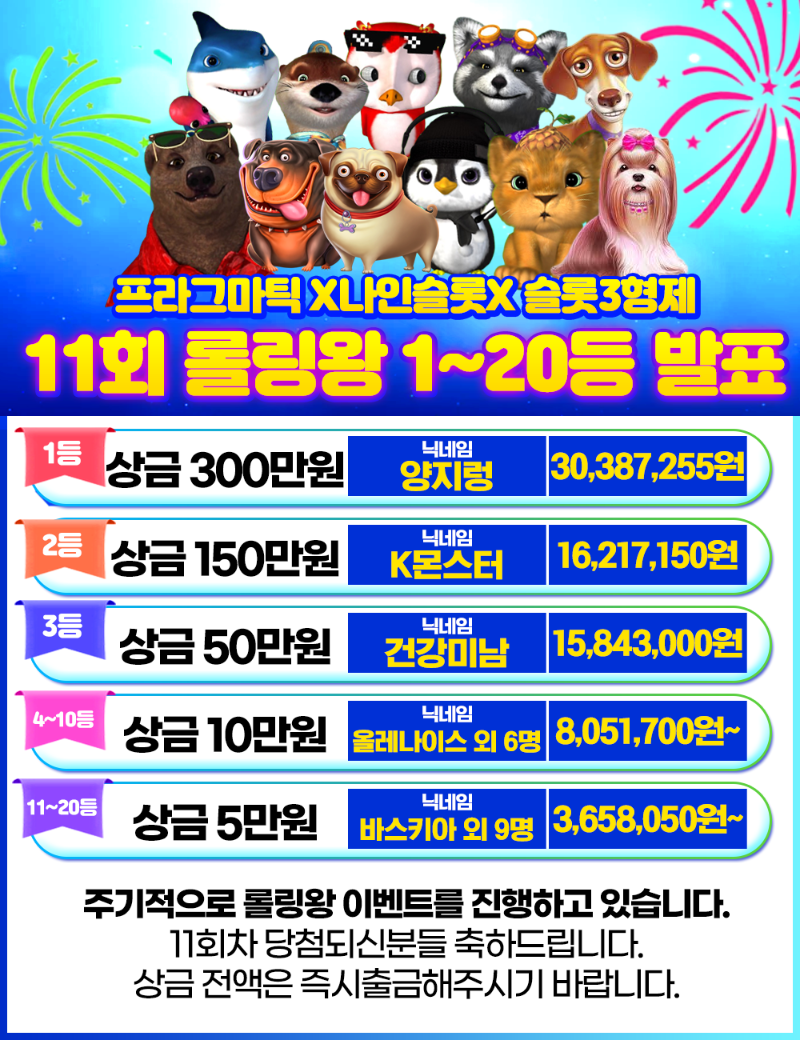 11회 롤링왕 결과 발표