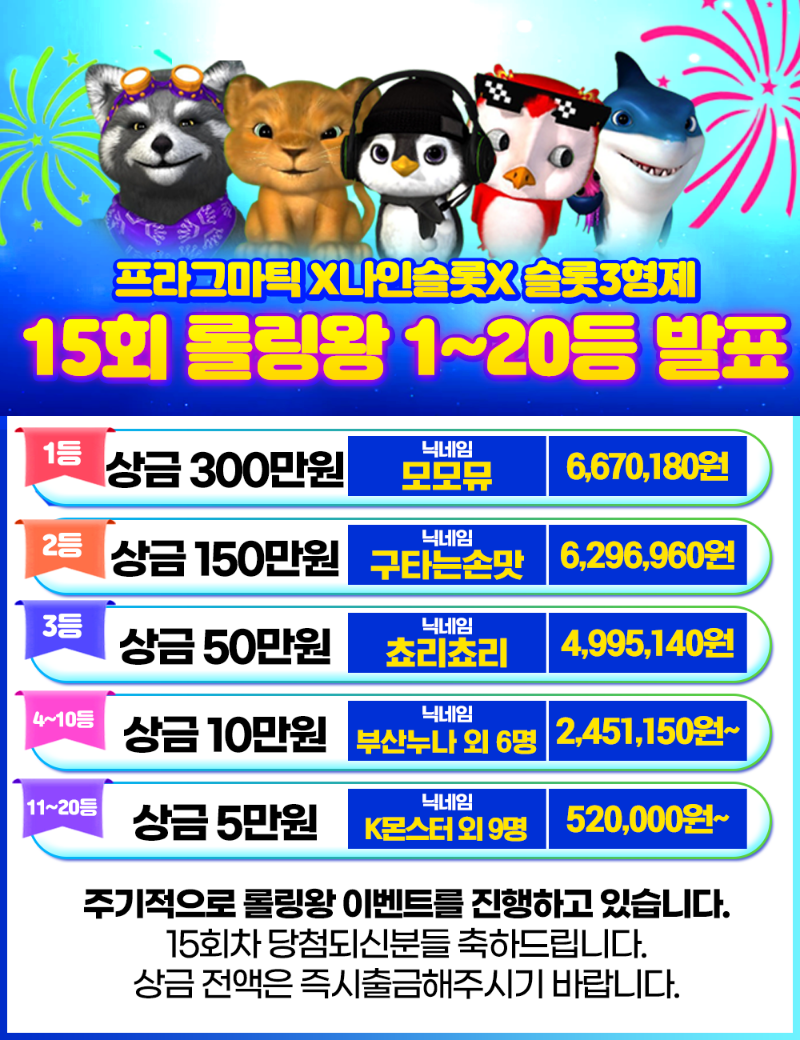 15회 롤링왕 결과 발표