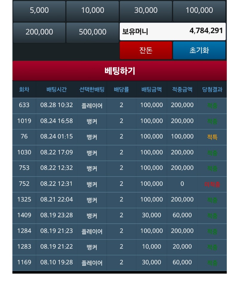요즘 슬카라 간간히 배팅하는뎅