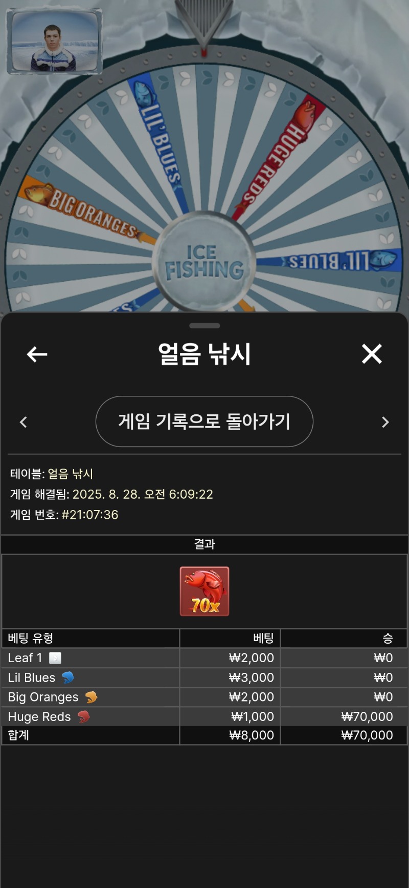얼음낚시 이겼다