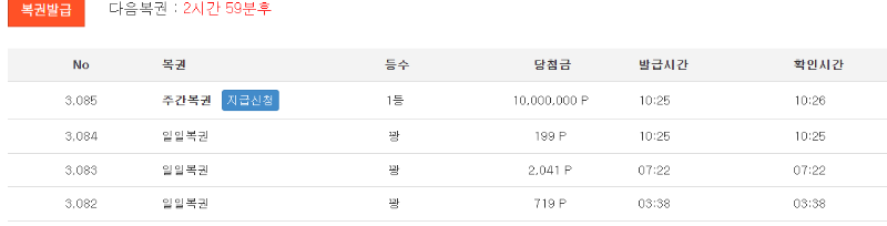 주복 1등 당첨