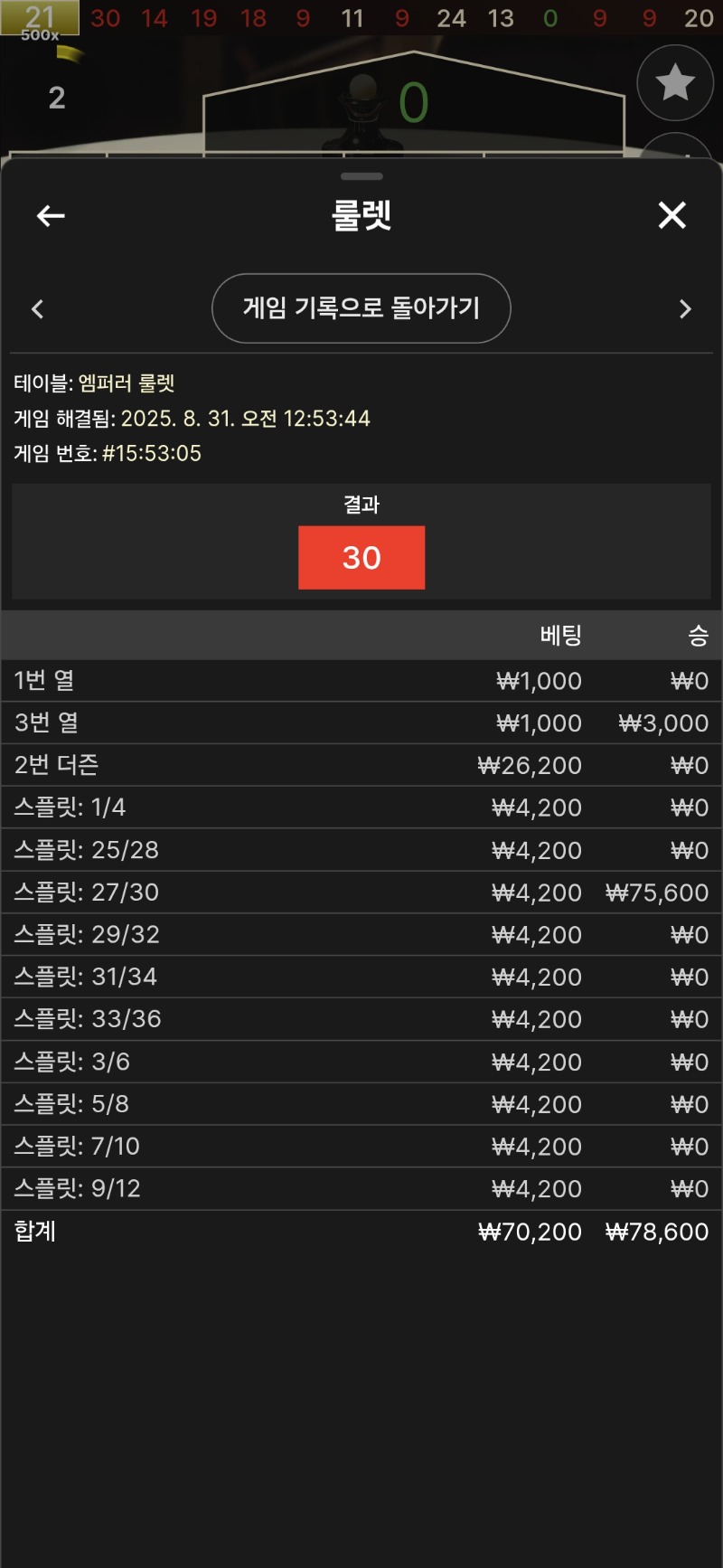 룰렛 2승