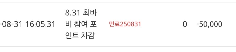 최바비포인트 차감되었군요~~
