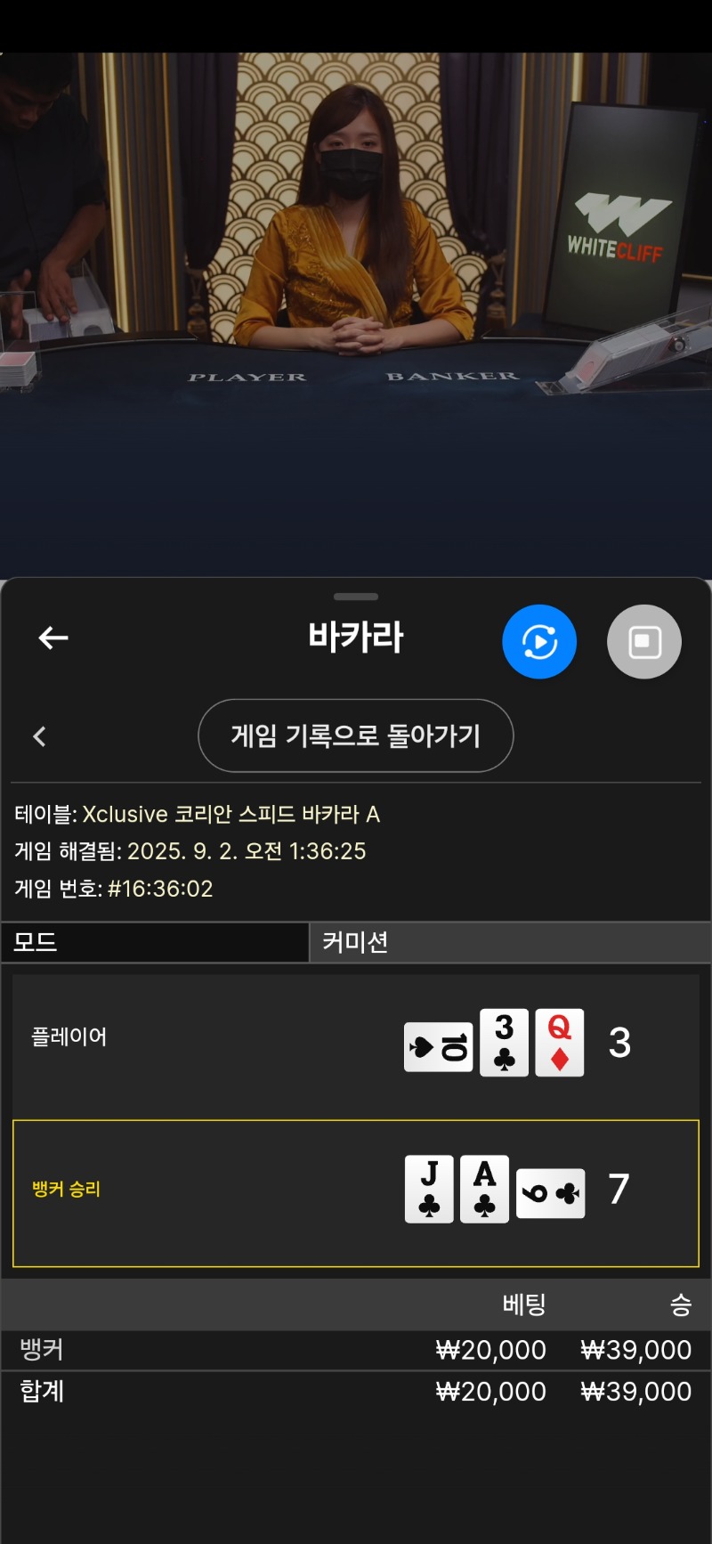 양이쿱 바카라 1승