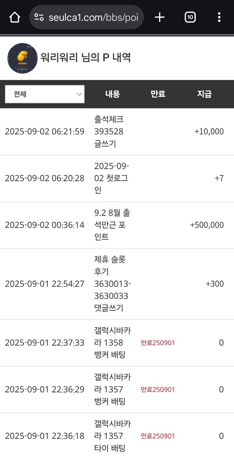 만근 포인트 들어왔군요