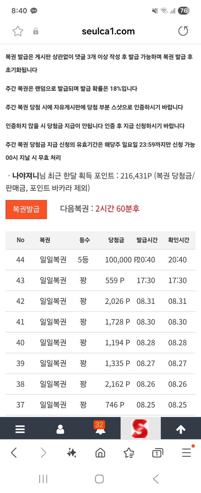 ㄱㄱㅑ 일복5등..냠냥