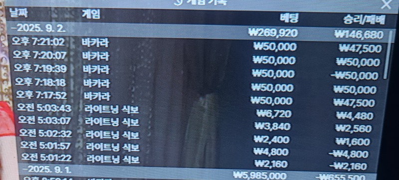바카라 승 수익 마감