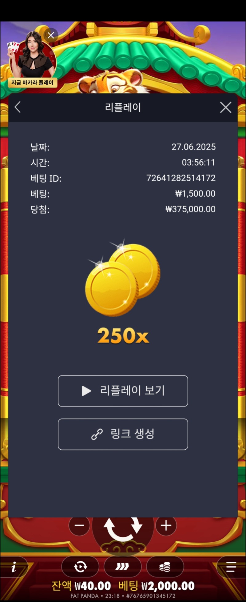 럭키타이거 1000  다른250배