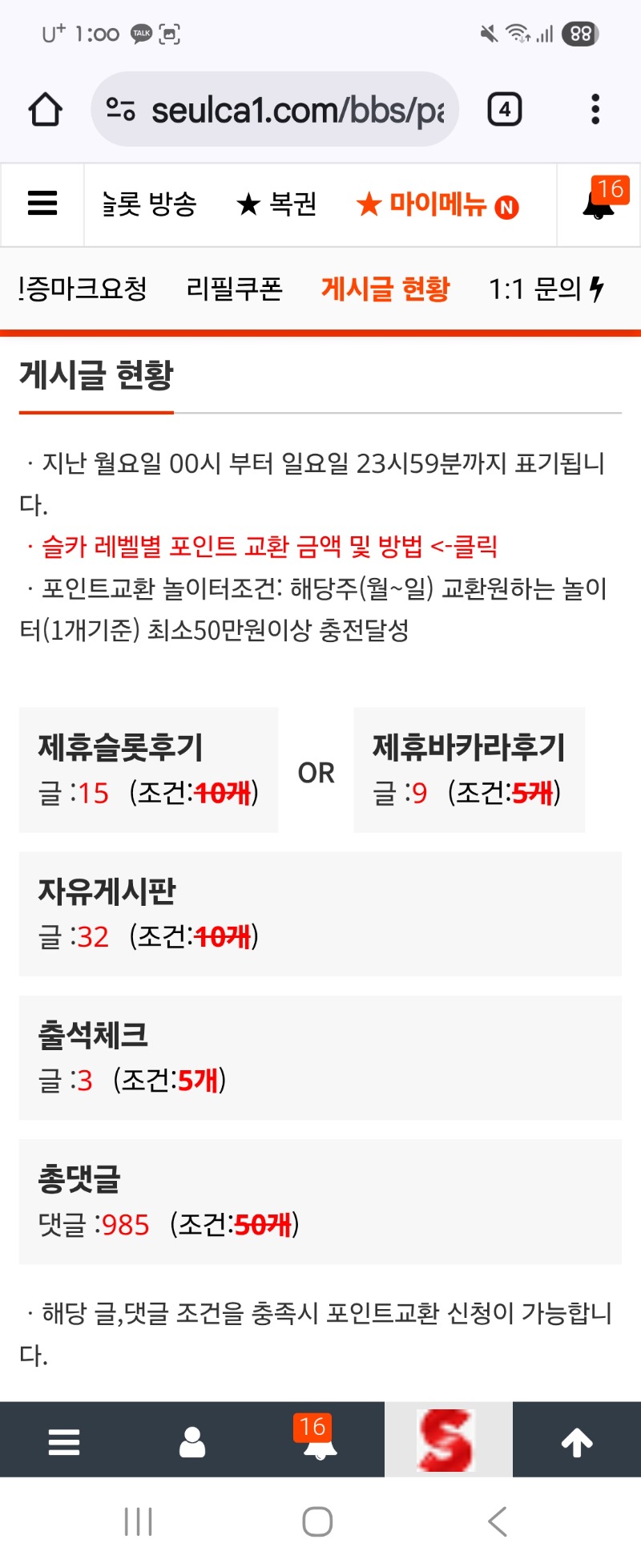 현재 게시글 현황