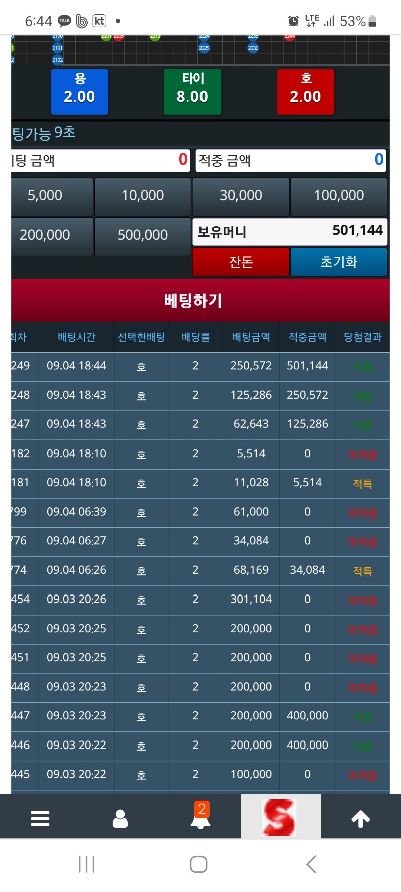 용호리필3리깡 성공ㅎ 사자야 몰빵이당ㅎ