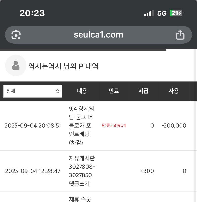 형난  포인트  차감