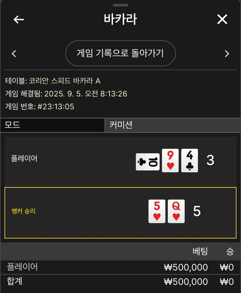 바카라 : Lost again