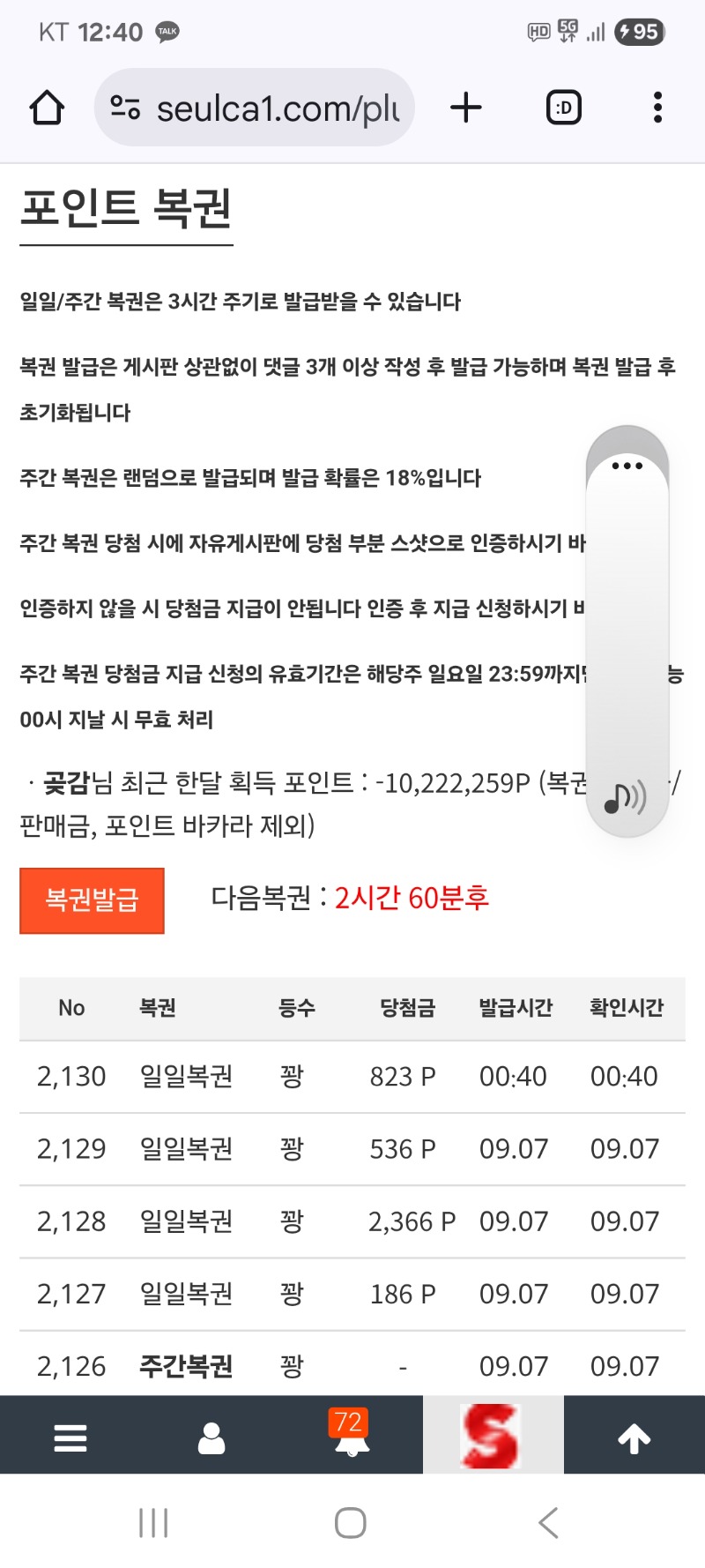 새로운 한주 시작  일복 꽝 으로 시작하네요
