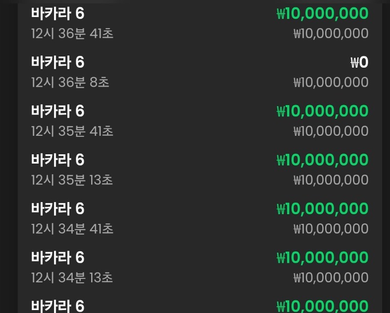 점심 카라 6연스으로 수익 마감