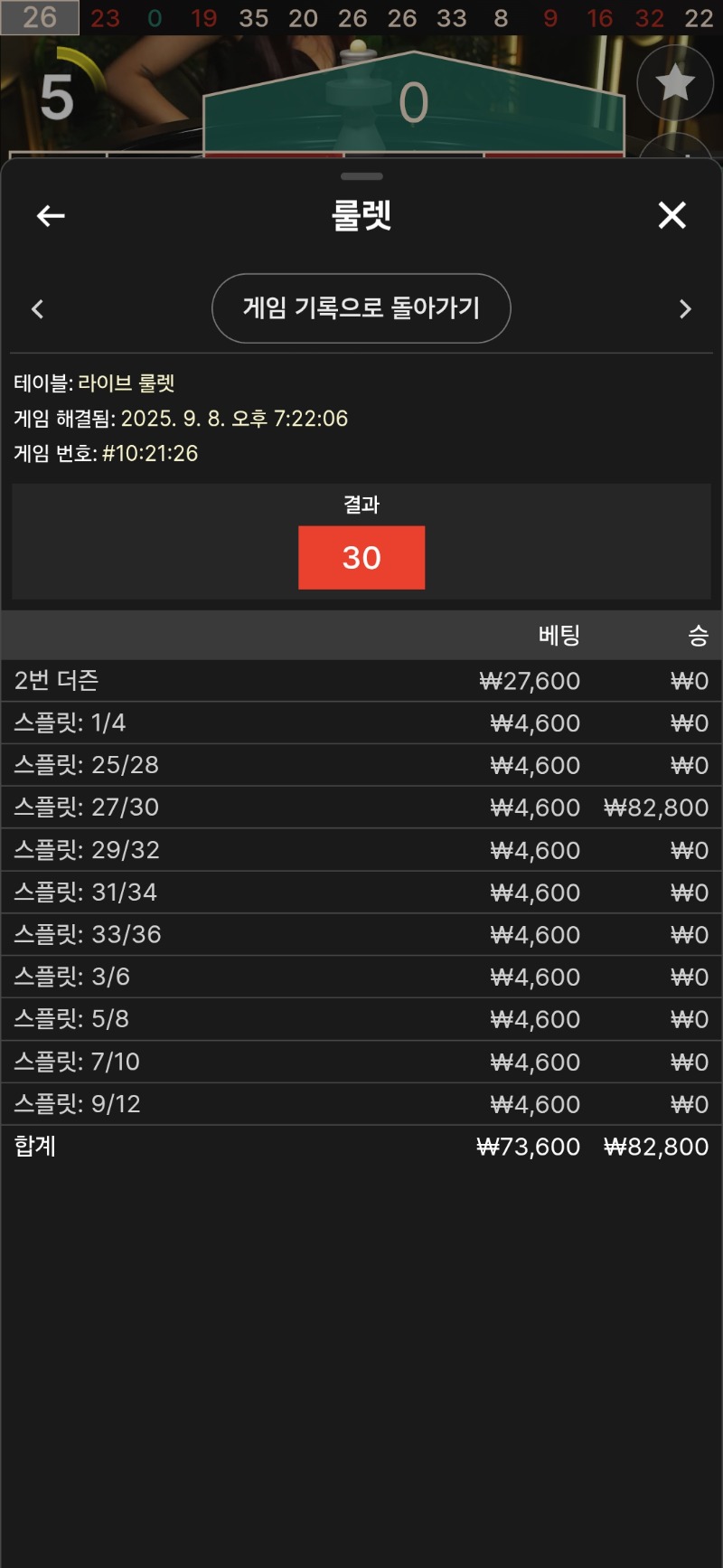 룰렛 2승