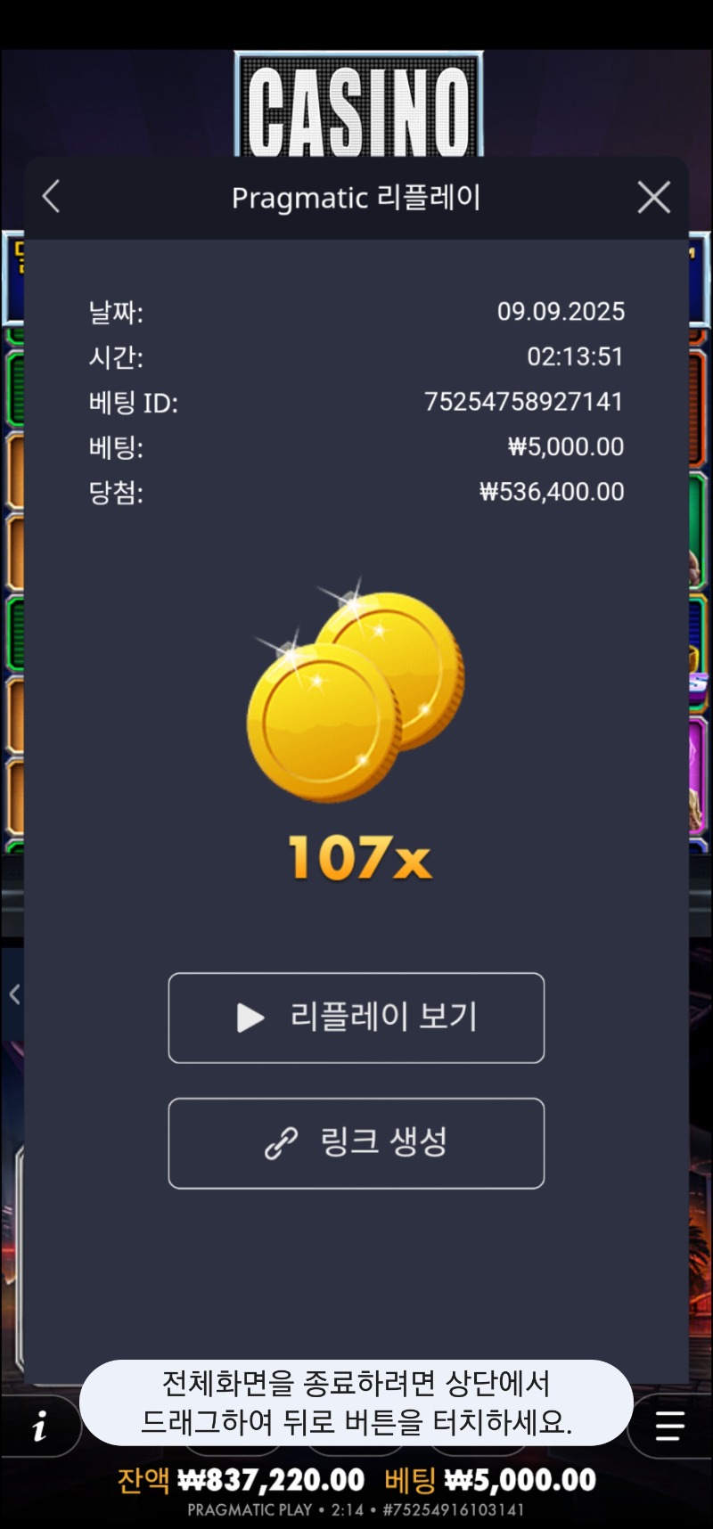 카지노헤이스트 107배