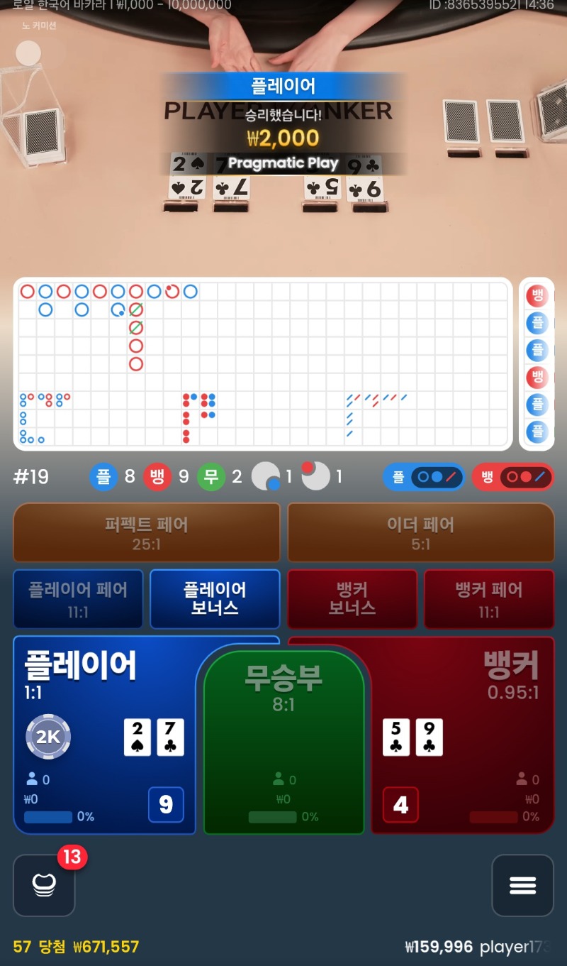 플레이어승!