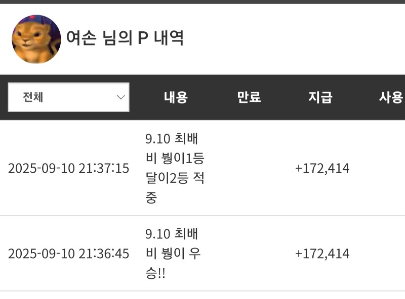 최배비 1등2등 적중