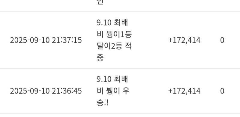 최배비 1.2등 적중!!