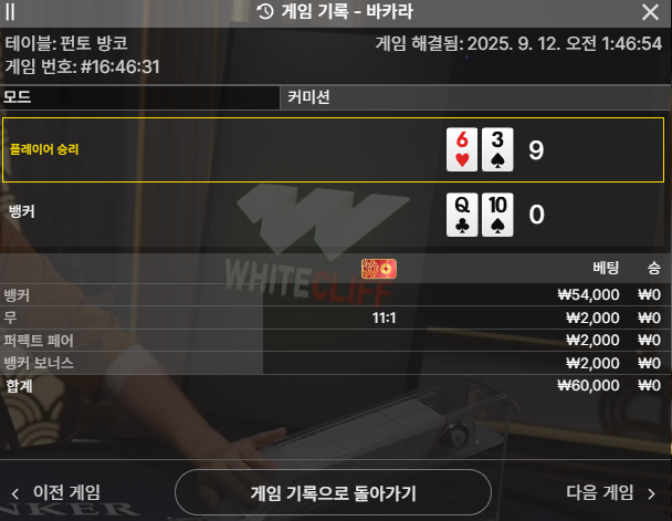 바카라 2패