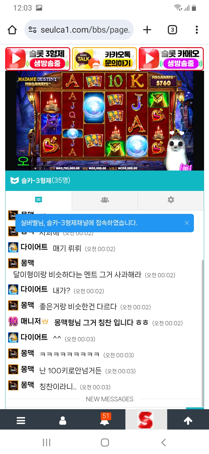 물개방송 놀러오세요
