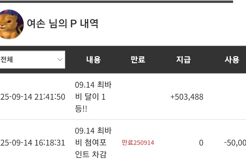 최바비 1등 당첨!