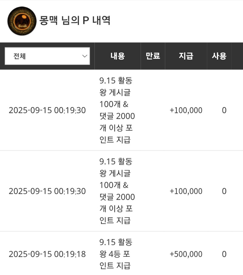 활동왕포인트 고맙습니다.