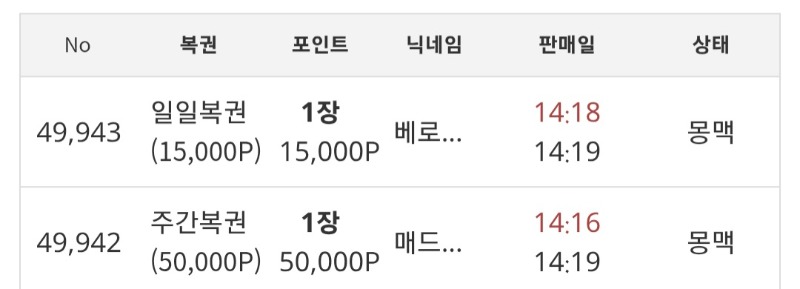 주복,일복 구매한번씩~