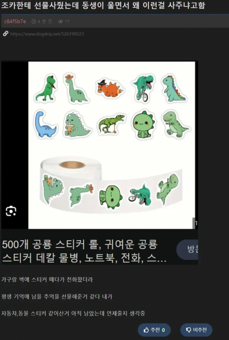 조카에게 기억에 남을 선물을 사줌