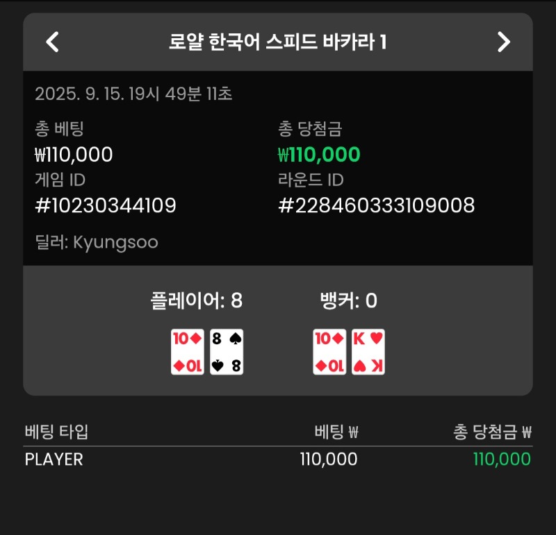 바카라 플레이어 3승