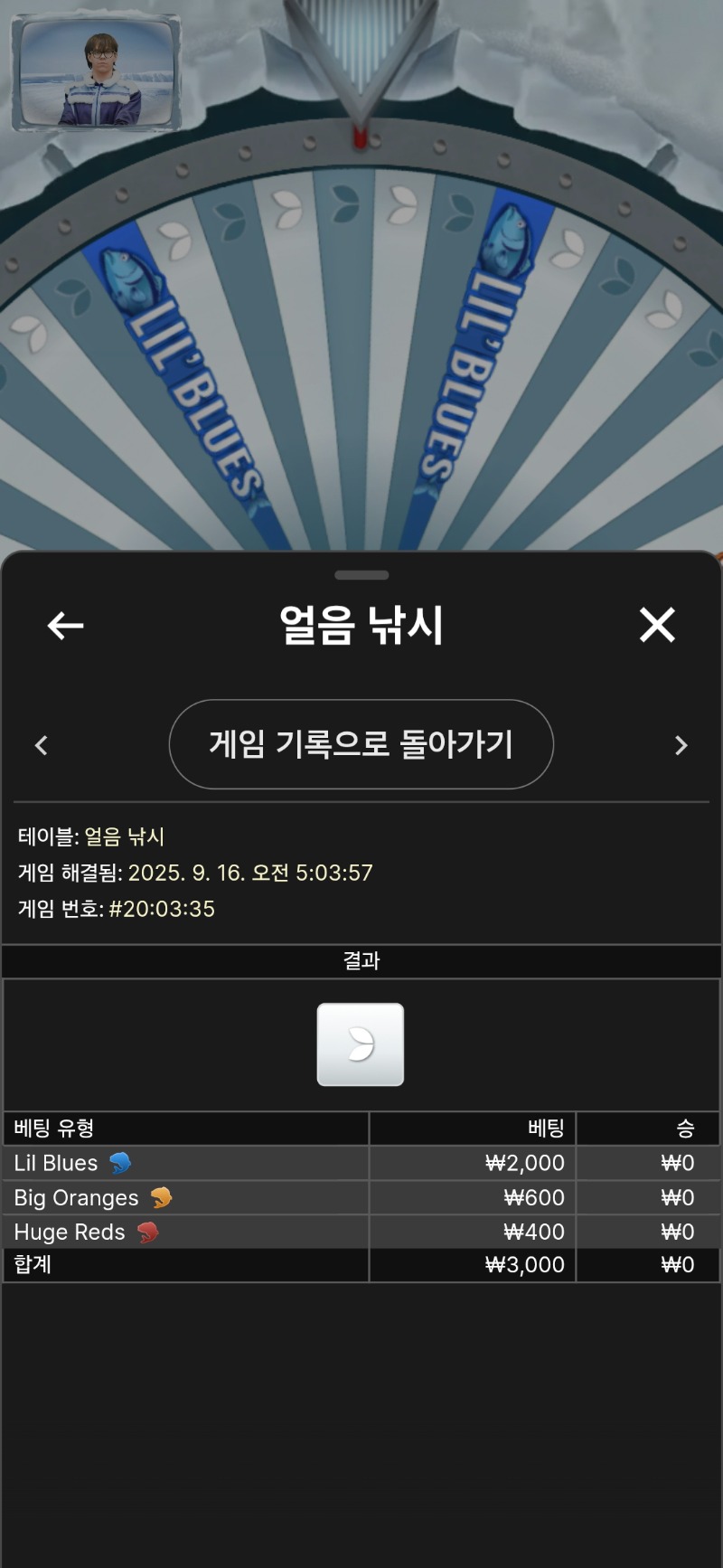 얼음낚시  졌다