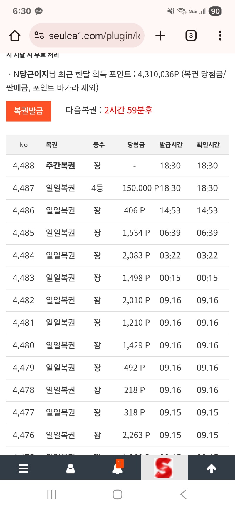 일복4등