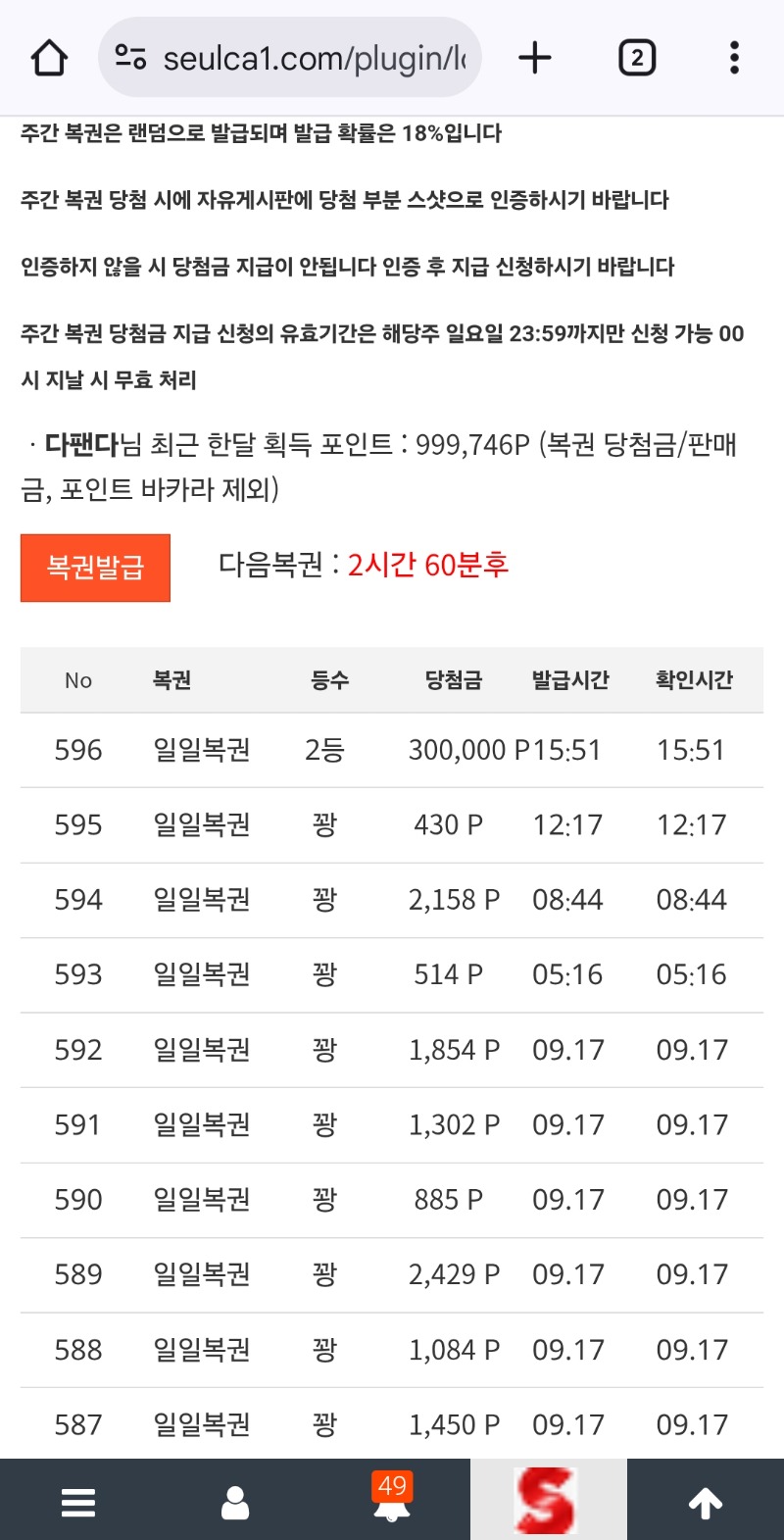 일복2등담첨