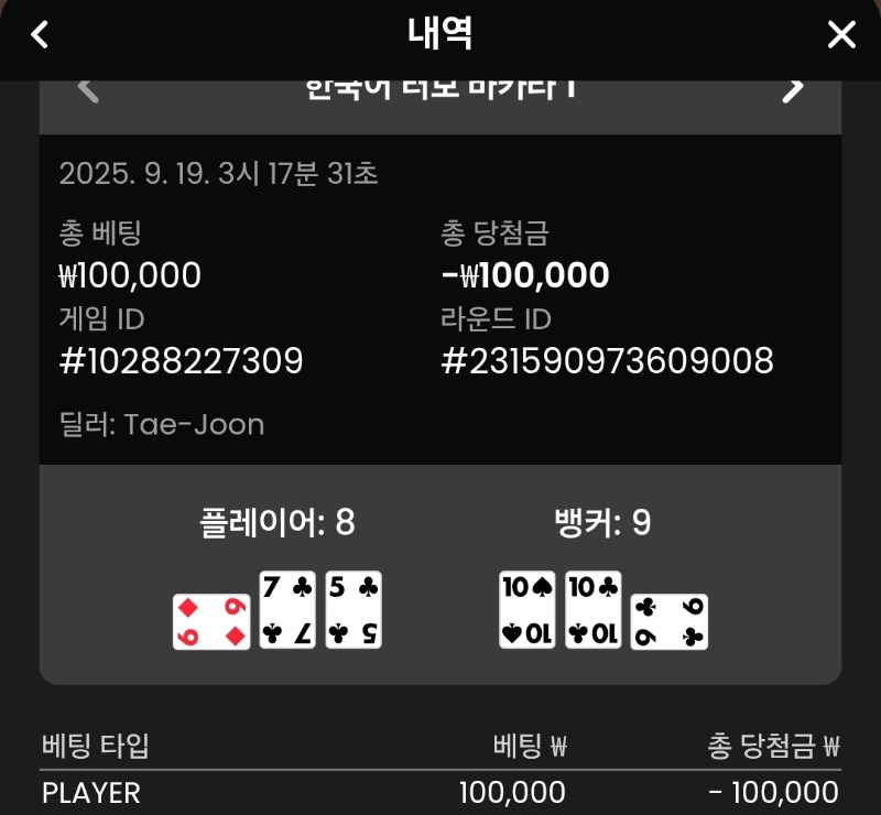 플레이어 뒷발 3패