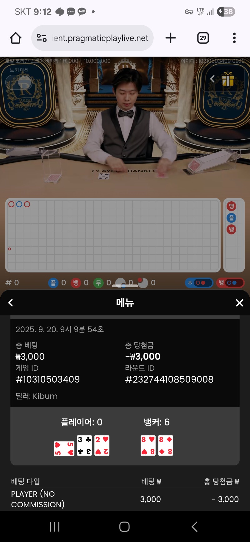 바카라 짜투리 1패~