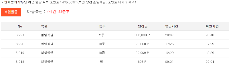 일복 2등 당첨 나이스 3연타