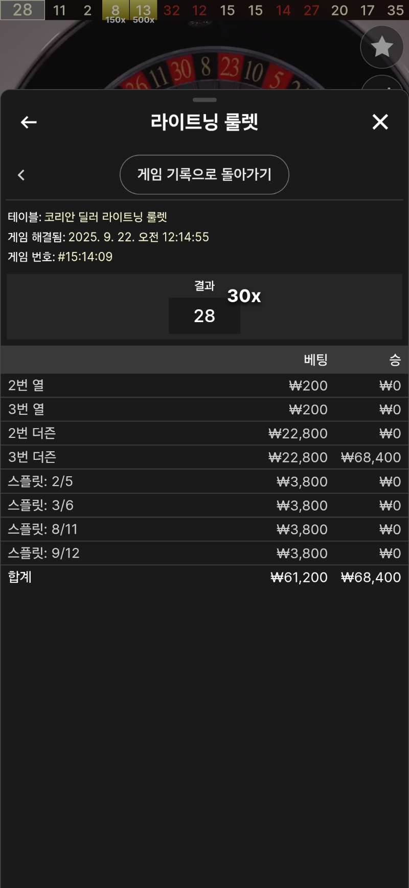 룰렛 2승