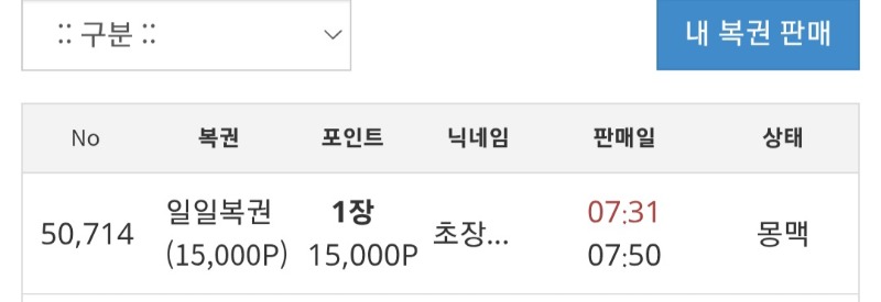잠들기전 복권구매한번하고 스르륵~