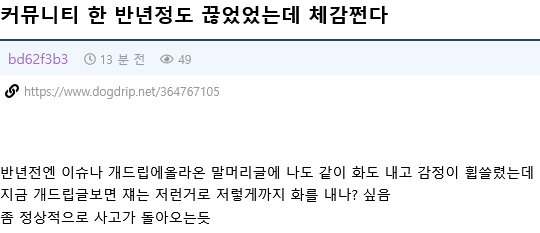 커뮤니티를 6개월 정도 끊고 돌아온 후기