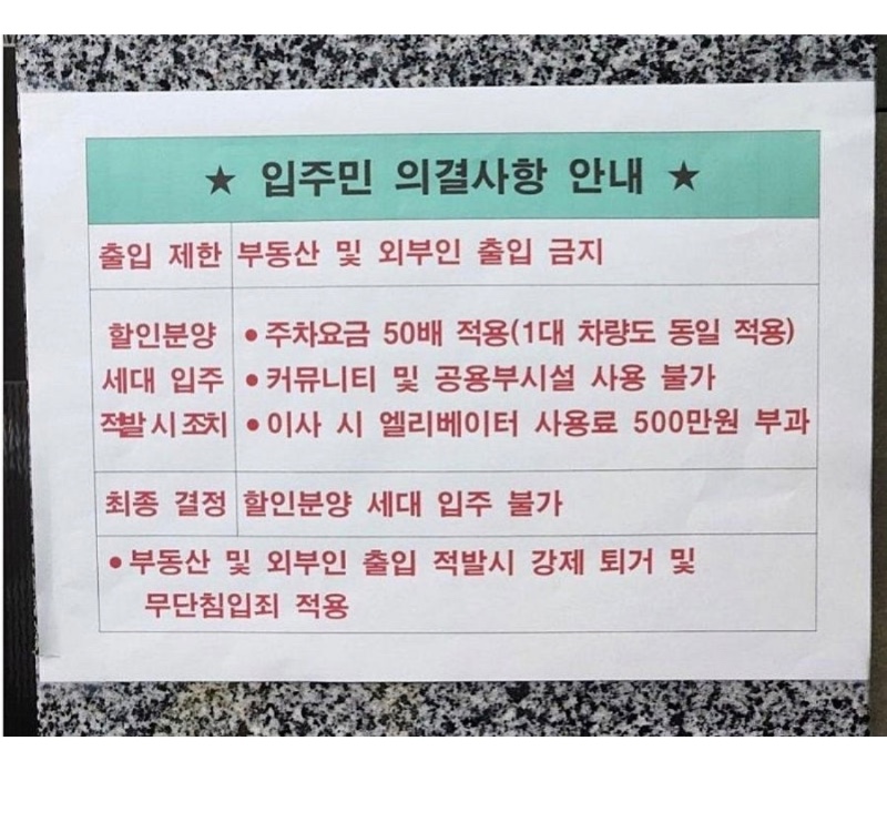 아파트 입주민 의결사항