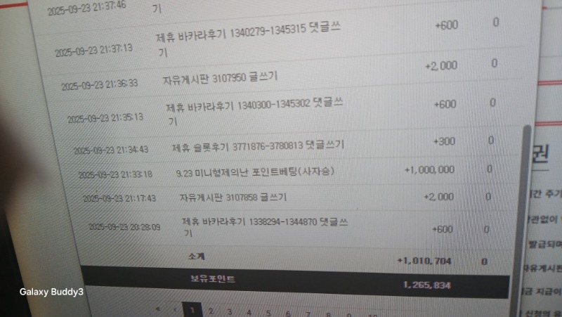 미니 형난 포인트 들어 와네요