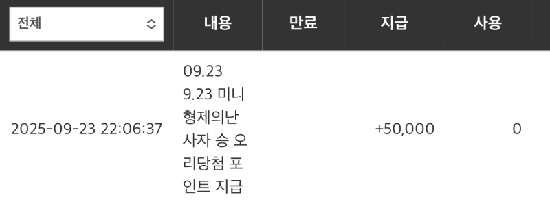 미니형난 오리 포인트 당첨