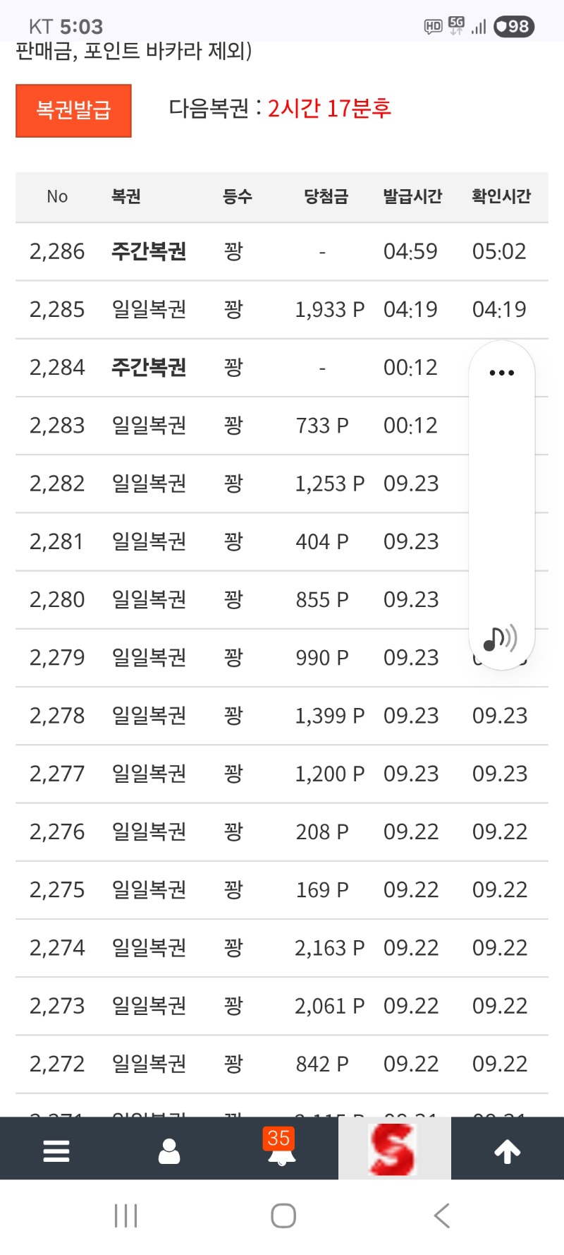구매 복권 꽝 이네요