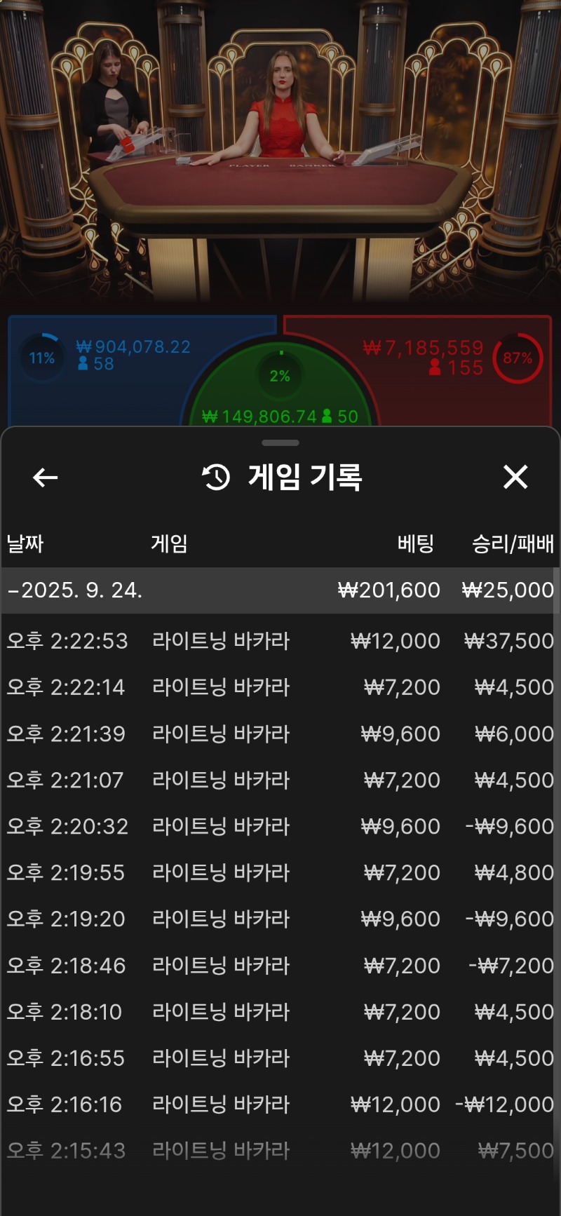 바카라.수익 나기 힘들다요!