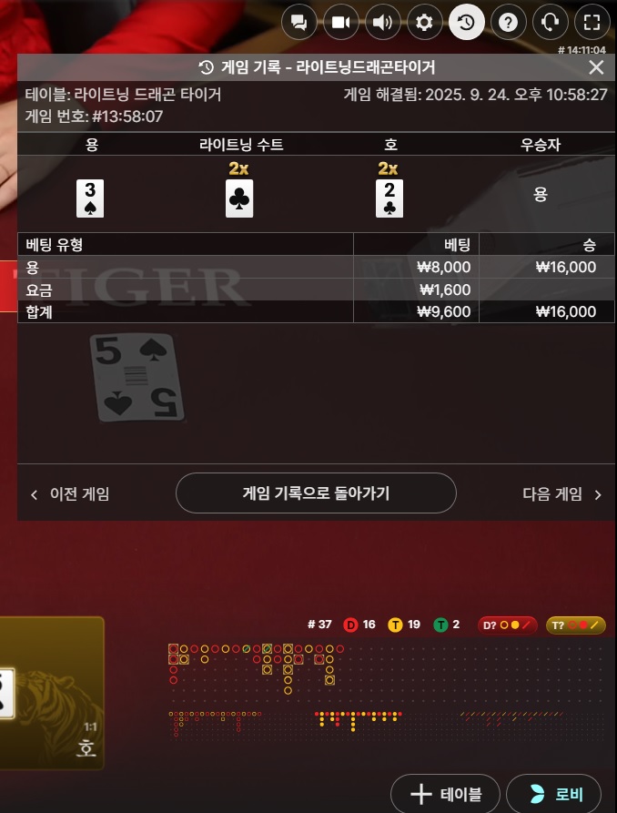 라이트닝용호 소액 승
