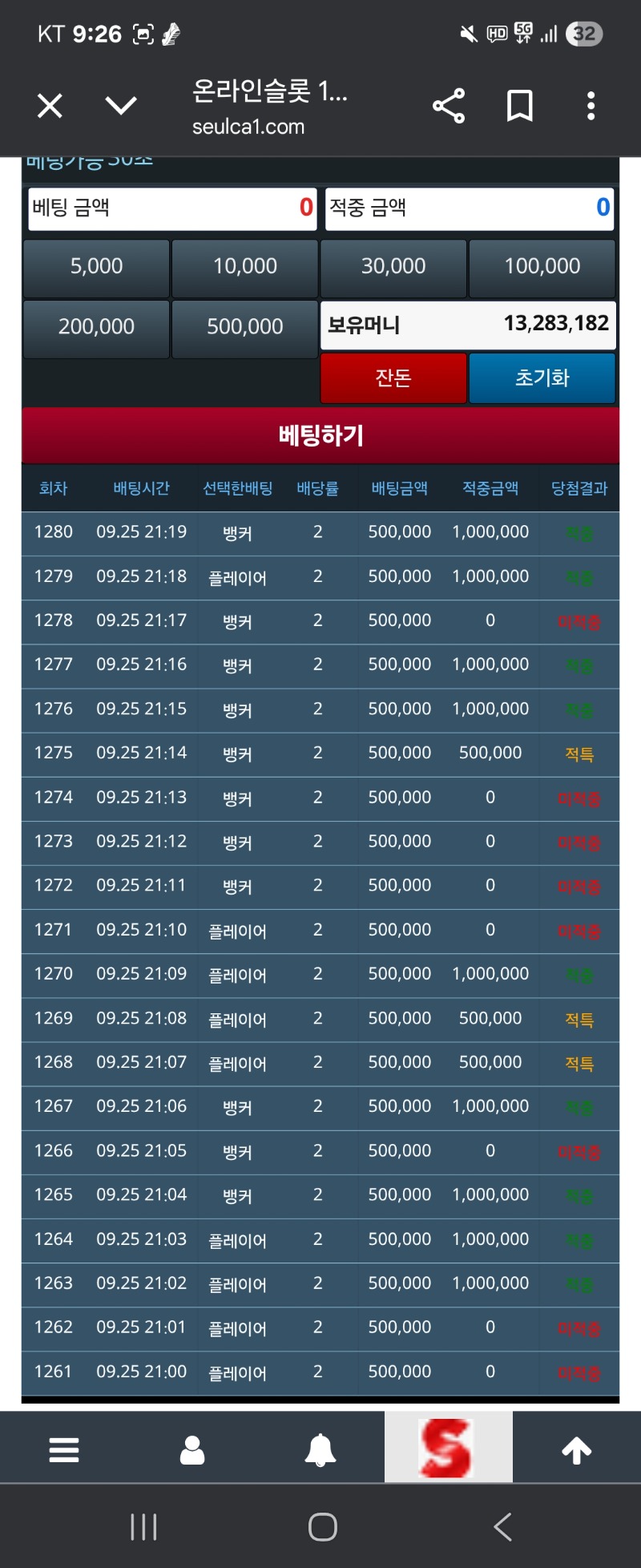 슬카라 슬용호 승률 무엇???