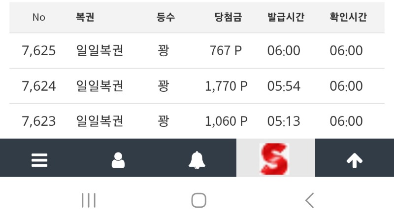 일복2개구매+6시 정각복권