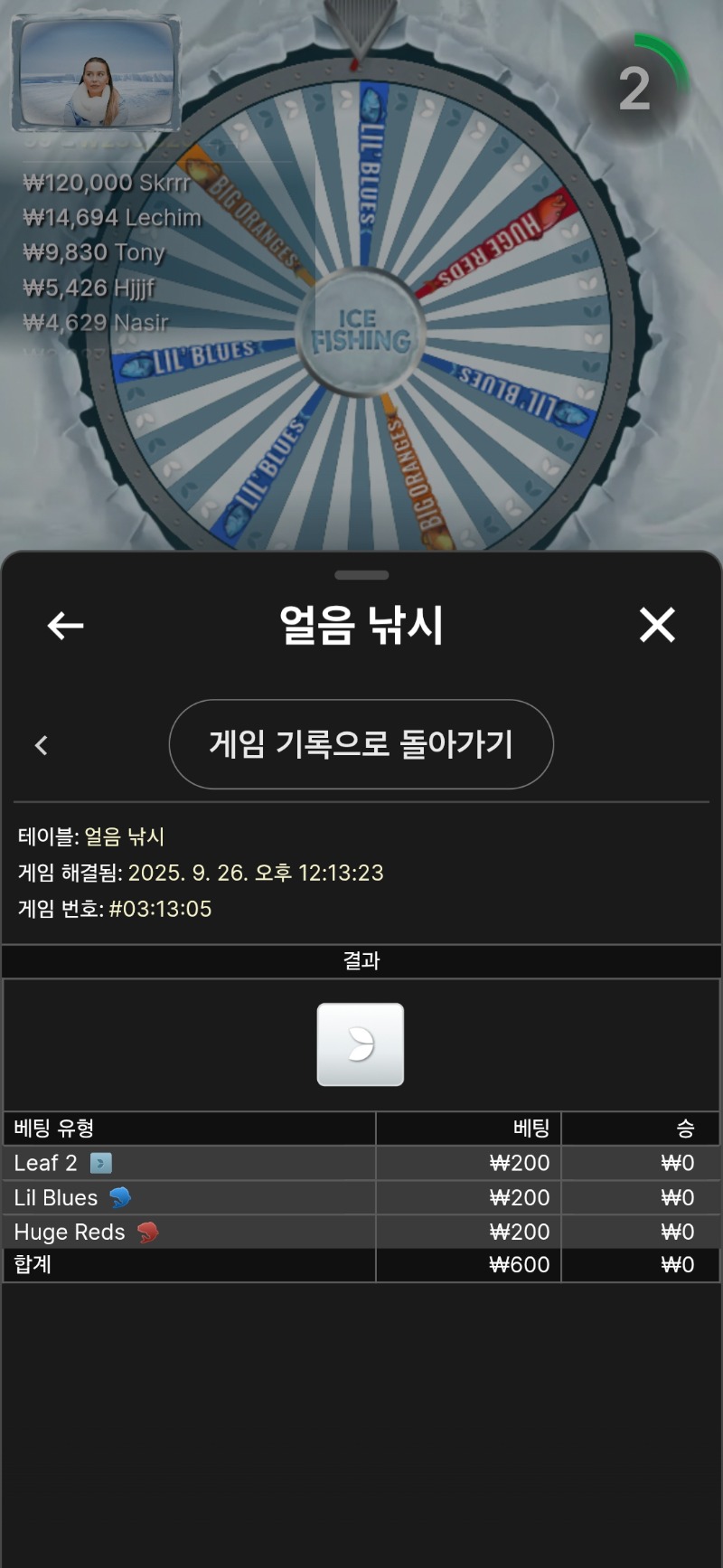 얼음낚시  또 졌다 물때가 안좋네